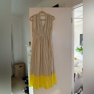Cream V-Neck Asymmetrical Sundress
